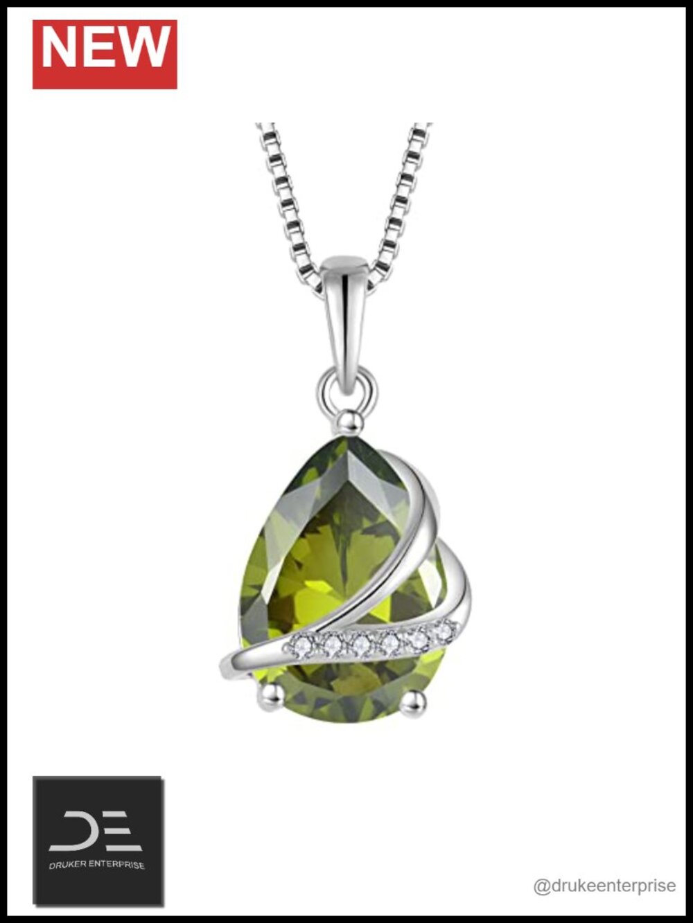 925 Sterling Silver Teardrop Birthstone Pendant Necklace